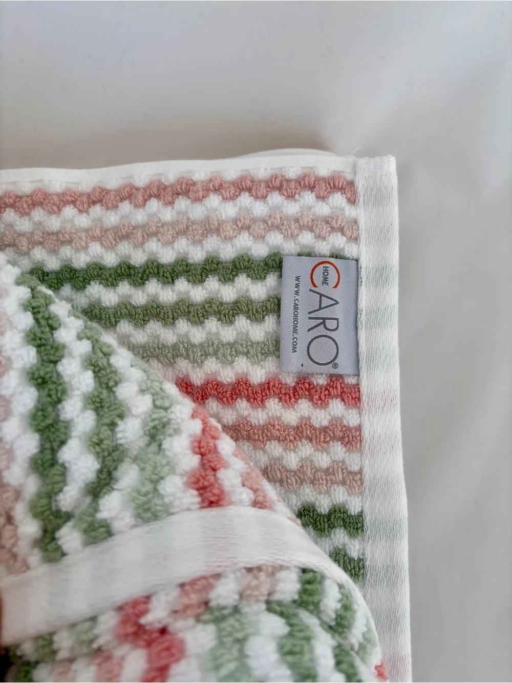 NWT 4Pc Caro Retro Boho Bath & Hand Towel Set Sage Green Blush Pink Quick Dry